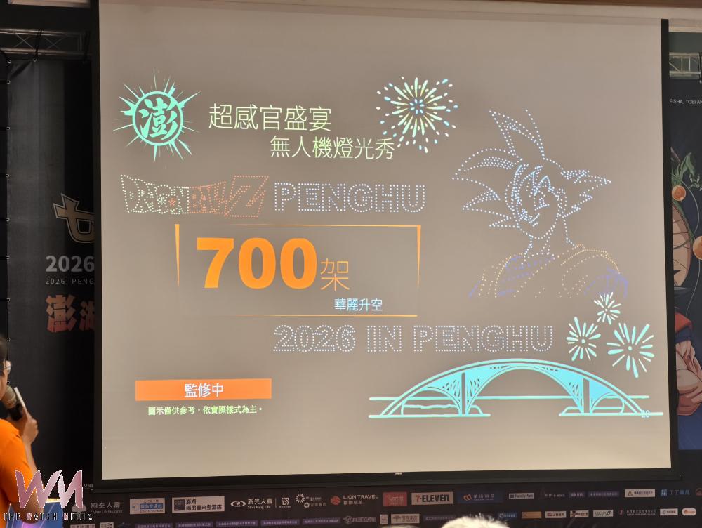 以七龍珠為主題的花火節，在觀音亭主場及離島場共安排33場次，600秒煙火秀並結合700台無人機展演，實現「整個澎湖都是花火舞台」。(圖/郭偉民攝)